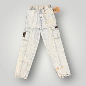 Vintage Lee Air Gear Jeans 30x34 Acid Wash Cargo Pleated 80s NWT Deadstock Rare